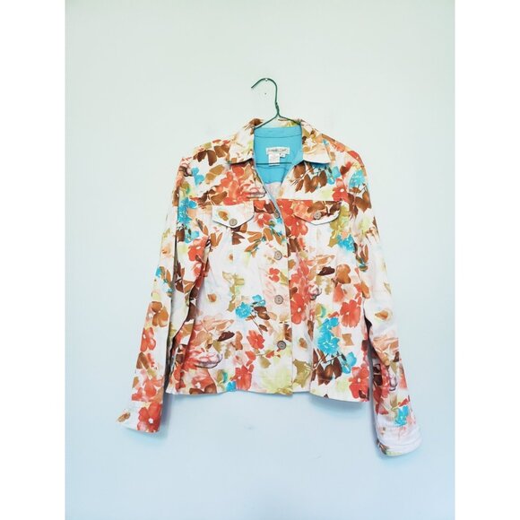 Coldwater Creek Jackets & Blazers - Coldwater Creek Womens M Light Jacket Floral Button Front Girlcore Chic Spring